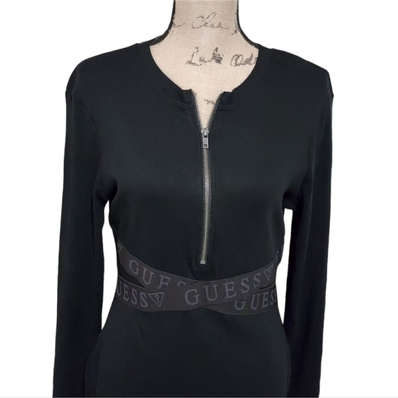 GUESS Women’s Talo Logo Black Dress 1/3 Front-Zip Size‎ XL - Picture 4 of 9